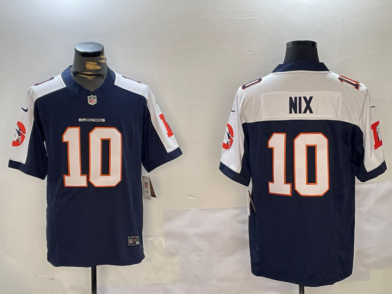 Men's Denver Broncos Bo Nix #10 Navy Alternate Jersey
